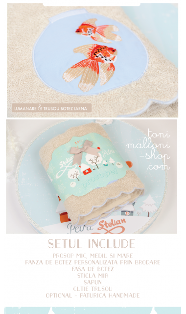 Trusou de botez cu broderie personalizata pentru baieti, Un meduz si un pestisor 12